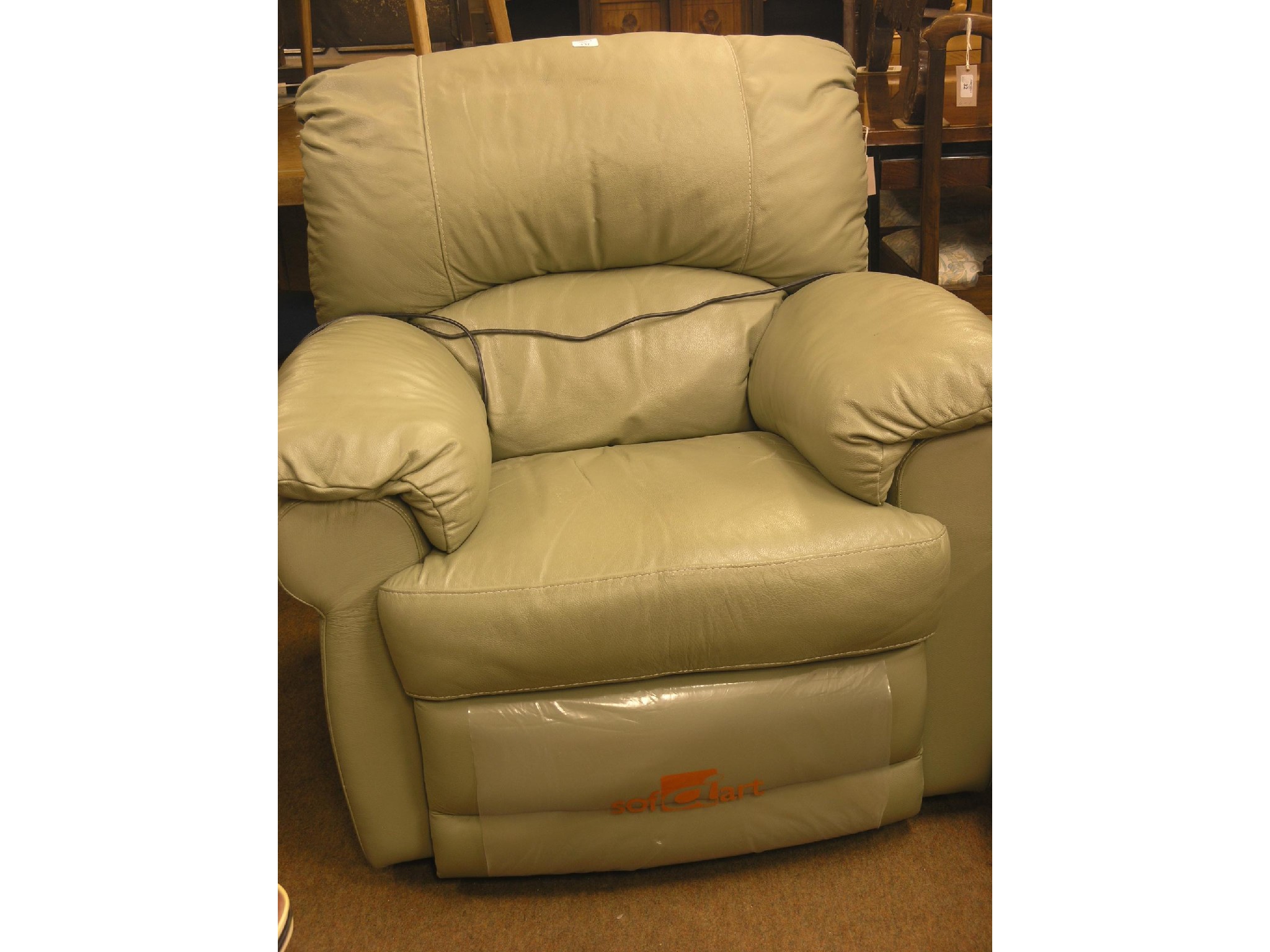 Appraisal: A modern green leather electric recliner armchair