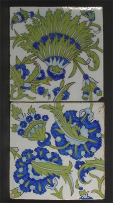 Appraisal: Two Morris Co tiles painted in shades of blue and