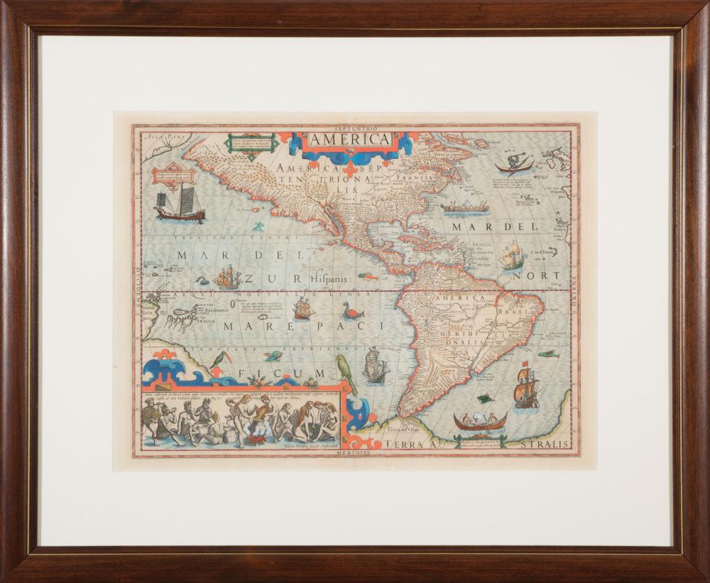 Appraisal: Jodocus Hondius - Septentrio America Amsterdam hand-colored engraved map from