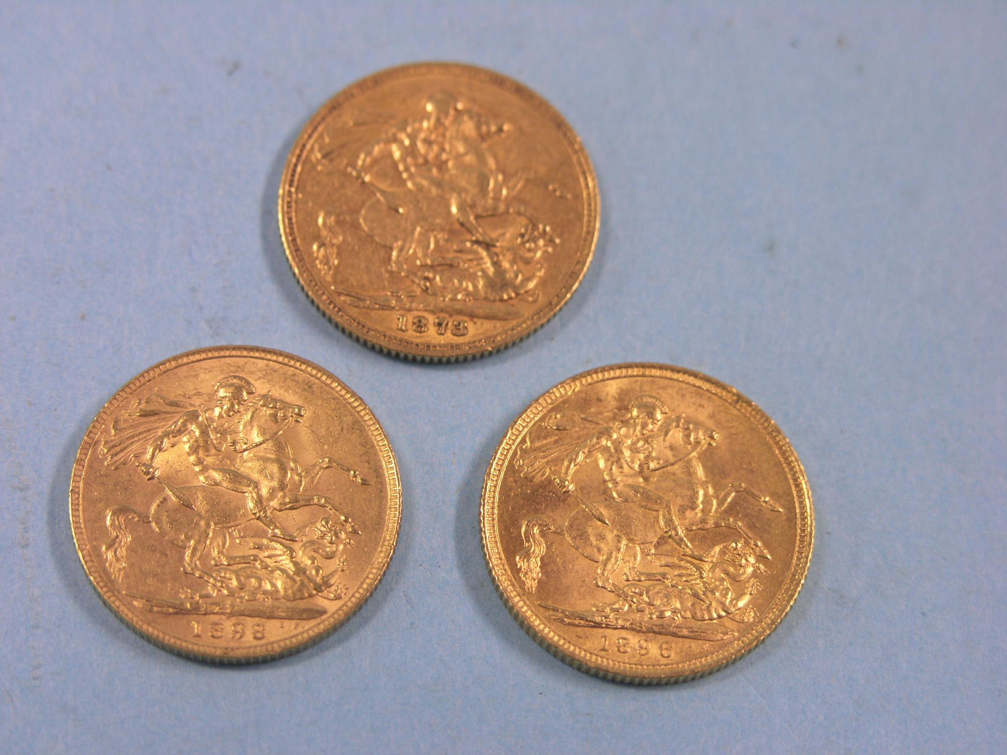 Appraisal: Three Victorian gold Sovereigns includes two Sydney mint