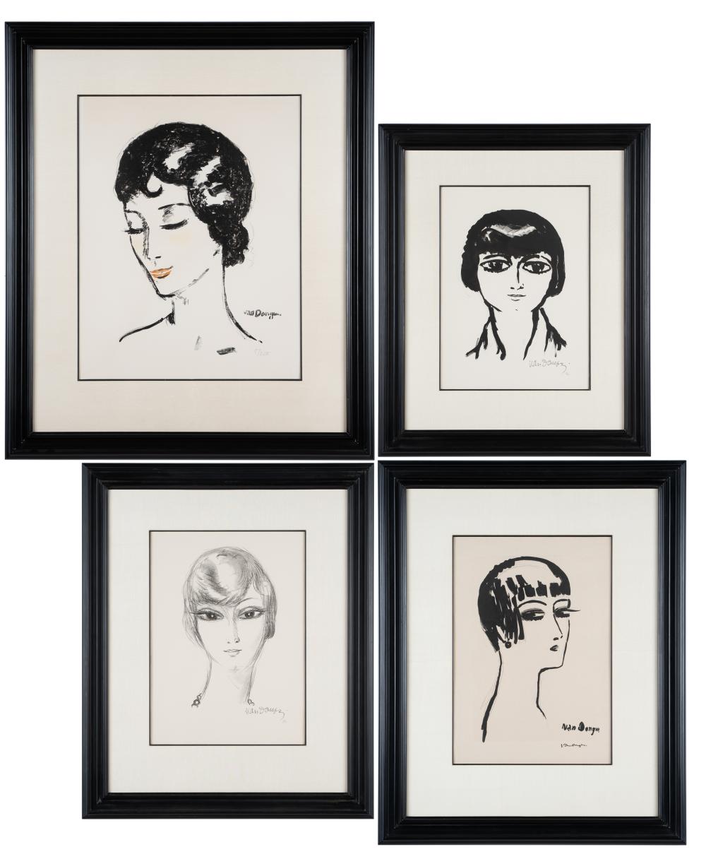 Appraisal: KEES VAN DONGEN - FOUR WORKSeach lithograph on paper the