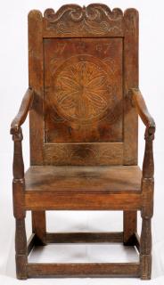 Appraisal: WAINSCOT ENGLISH OAK CHAIR TH C WAINSCOT ENGLISH OAK CHAIR