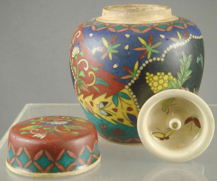 Appraisal: Cloisonne on pottery ginger jar h Estimate -