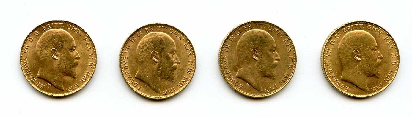 Appraisal: Great Britain Edward VII Sovereigns KM- A lightly circulated group