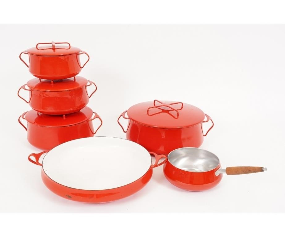 Appraisal: Dansk Designs Denmark mid-century modern metal cookware Largest h x