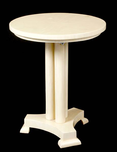 Appraisal: A modern Neoclassical style bone veneered side table height in