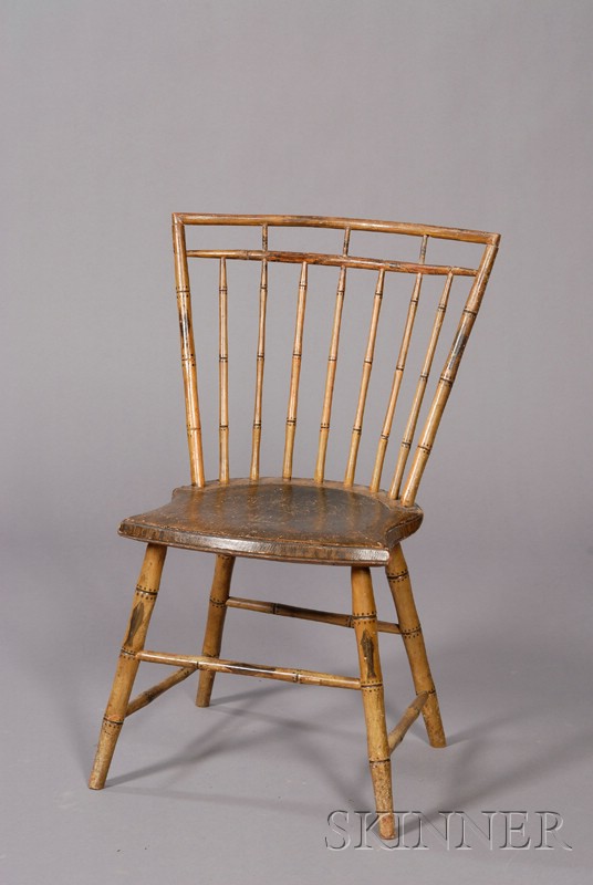 Appraisal: Paint-decorated Bamboo-turned Windsor Side Chair New England c the chair