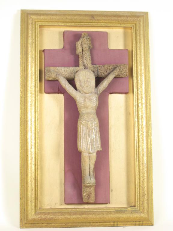 Appraisal: A bone carving of Christ on the cross set within