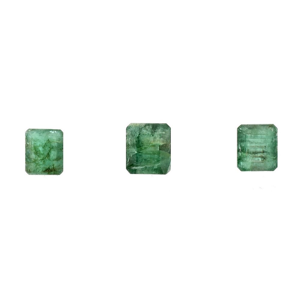 Appraisal: Three GIA Certified Emeralds Three GIA Certified Emeralds This lot