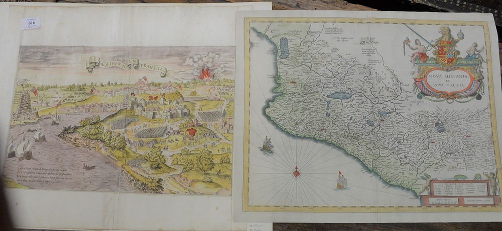 Appraisal: Two Hand-Colored Engravings to include Nova Hispania Et Novagalicia hand