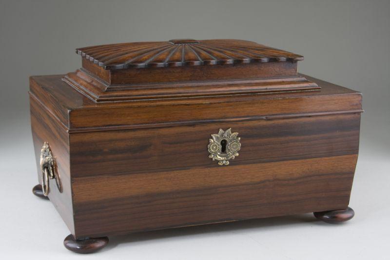 Appraisal: George IV Sarcophagus Form Box early th century rosewood veneers