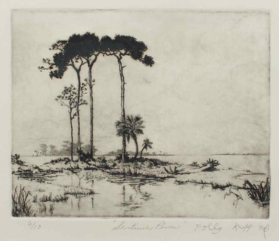 Appraisal: HILL Polly Knipp American - ''Sentinel Pines'' Etching sight size