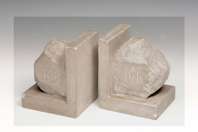 Appraisal: A PAIR OF 'S ROUGH HEWN STONE BOOK ENDS each