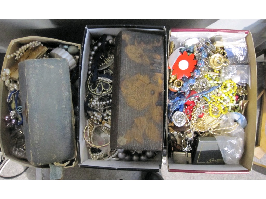 Appraisal: Lot comprising three boxes of costume jewellery