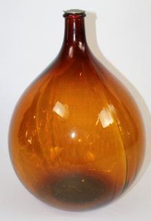 Appraisal: French amber glass demi-john wine bottle h x w