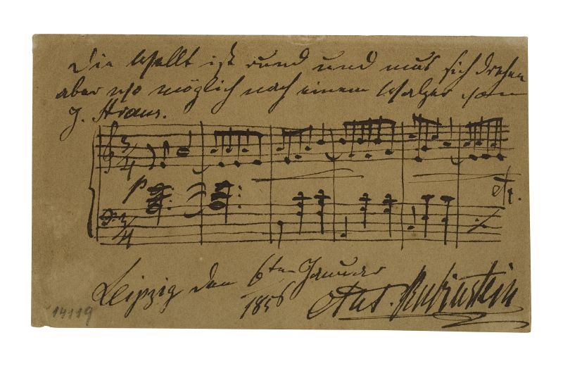 Appraisal: RUBINSTEIN ANTON Autograph Musical Quotation Signed and Inscribed bars from