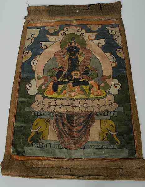 Appraisal: Buddhist Painting Asia A painting on fabric of a seated