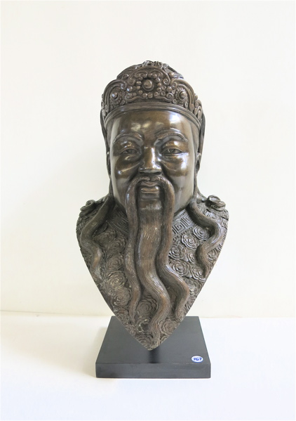 Appraisal: CAST BRONZE BUST OF A CHINESE WARLORD height inches including