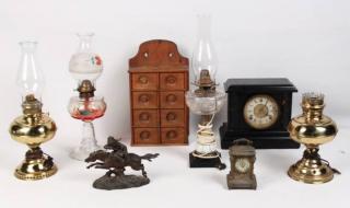 Appraisal: PIECE MISCELLANEOUS LOT CONSISTING OF AN AMERICAN EBONIZED SHELF CLOCK