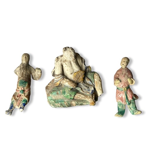 Appraisal: Three Chinese pottery Funerary figures Hand painted largest - cm