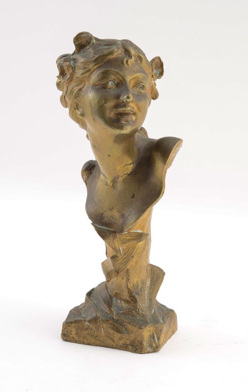 Appraisal: WANTE Ernest Belgium - Nouveau Maiden Bronze Bust ''h signed