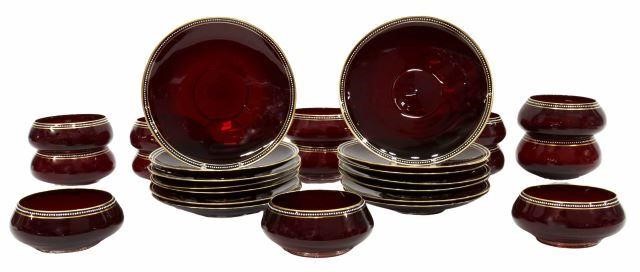 Appraisal: lot of Italian Murano ruby red glass tableware accented with