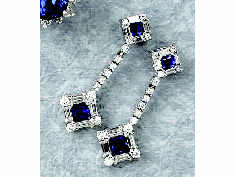 Appraisal: SAPPHIRE AND DIAMOND EARRINGS k white gold pierced dangle style