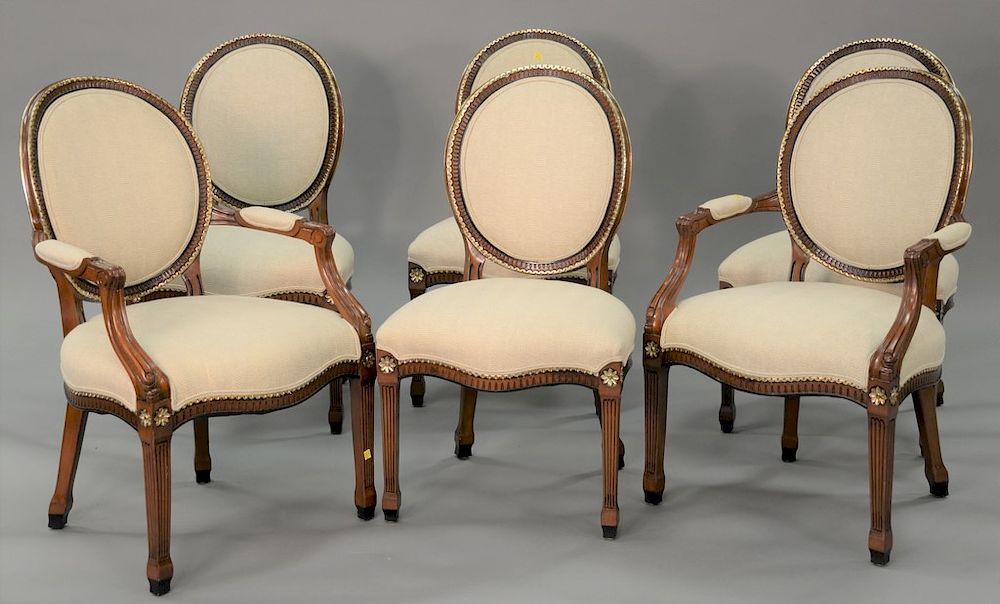 Appraisal: Set of six Louis XVI style chairs Set of six