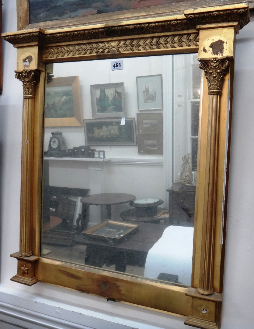 Appraisal: An early th century giltwood and gesso frame wall mirror