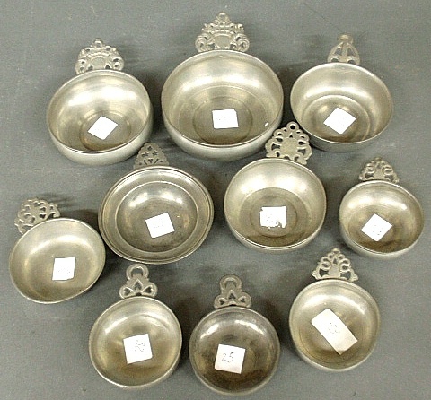 Appraisal: - Ten early American pewter porringers incl one by Hamlin