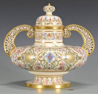 Appraisal: Royal Crown Derby Covered Urn Royal Crown Derby English porcelain