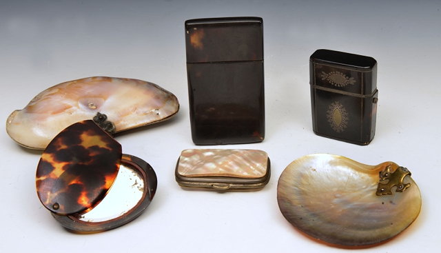 Appraisal: A TH CENTURY TORTOISESHELL CARD CASE a similar pocket mirror