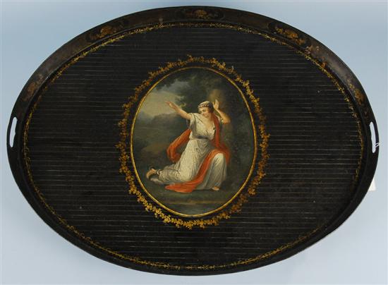 Appraisal: REGENCY TOLE TWO HANDLED TRAY early th century lenfth inches