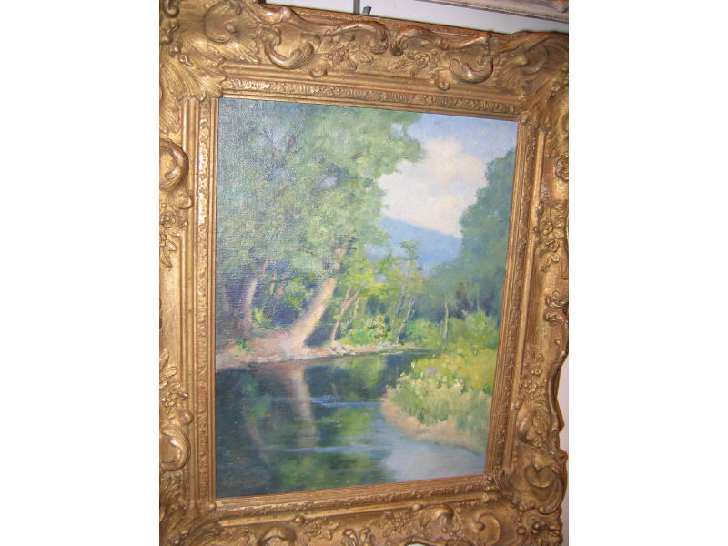 Appraisal: NORMAN LLOYD AUSTRALIAN - Tree-lined river landscape oil on board