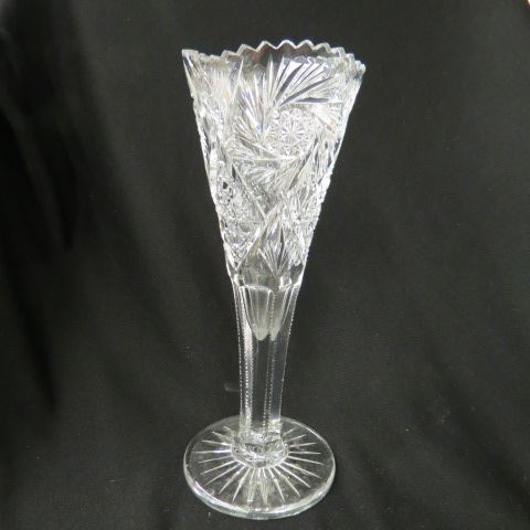 Appraisal: Cut Glass Trumpet Vase brilliant period pinwheel cane with zipper