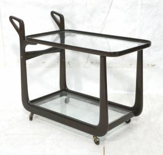 Appraisal: Dark Wood Italian Modernist Tea Bar Cart CESARE LACCA attribution