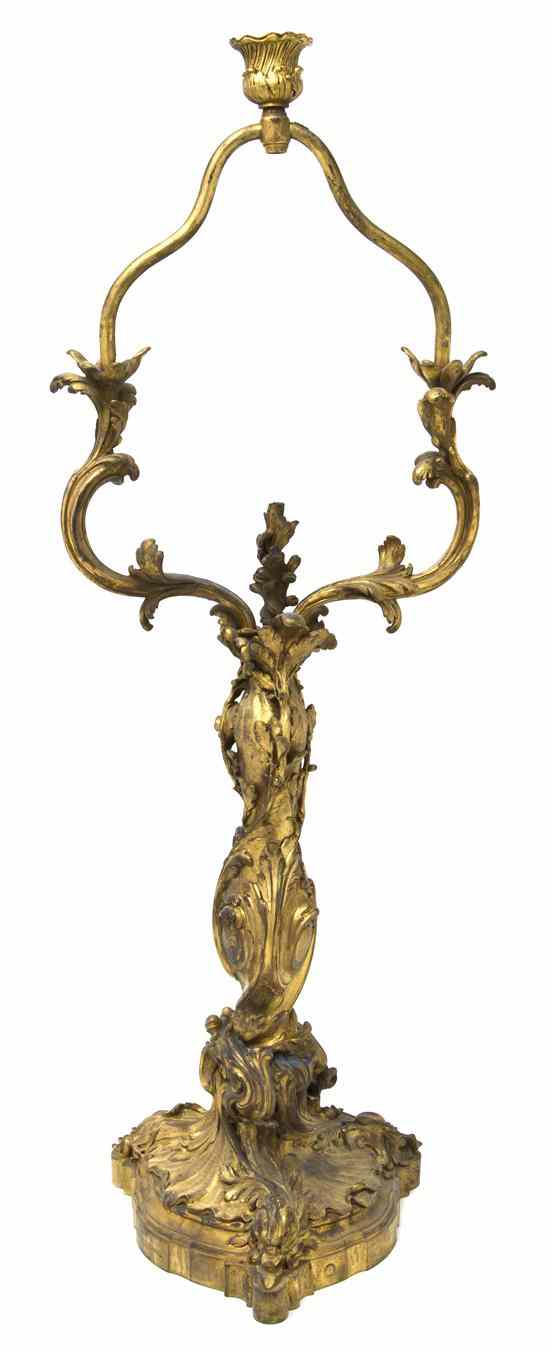 Appraisal: A Louis XVI Style Gilt Bronze Lamp having a foliate