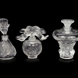 Appraisal: Three Lalique Perfume Bottles Second Half th Century comprising a