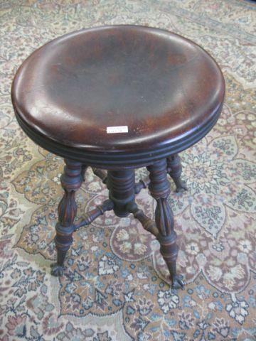 Appraisal: Victorian Organ Bench adjustable ball claw feet mahogany