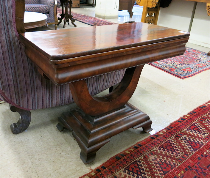 Appraisal: A MAHOGANY GAME TABLE Late Classicism style American th century