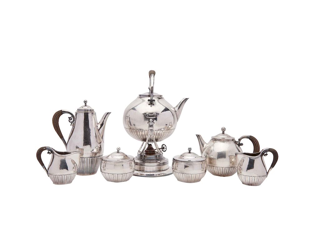 Appraisal: GEORG JENSEN Seven Piece Silver Coffee and Tea Service Cosmos