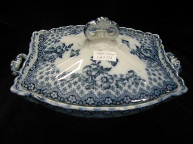 Appraisal: Flow Blue Ironstone Covered Server Chatsworth pattern