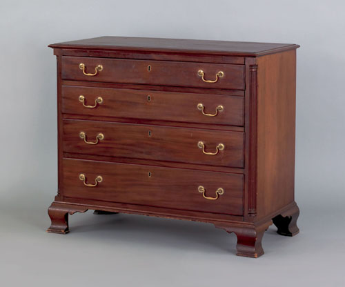 Appraisal: Philadelphia Chippendale mahogany chest of drawers ca with four graduated