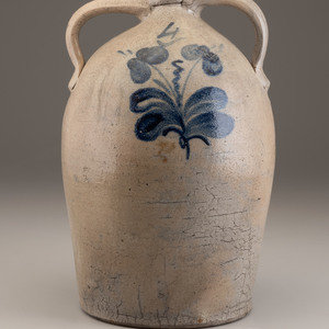 Appraisal: A Cobalt Decorated Stoneware Four-Gallon Twin-Handled Jug Likely Ohio th