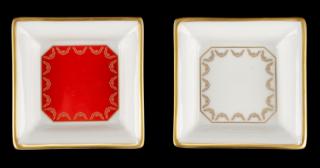 Appraisal: Pair Porcelain Cartier Trinket Trays Cartier French founded A pair