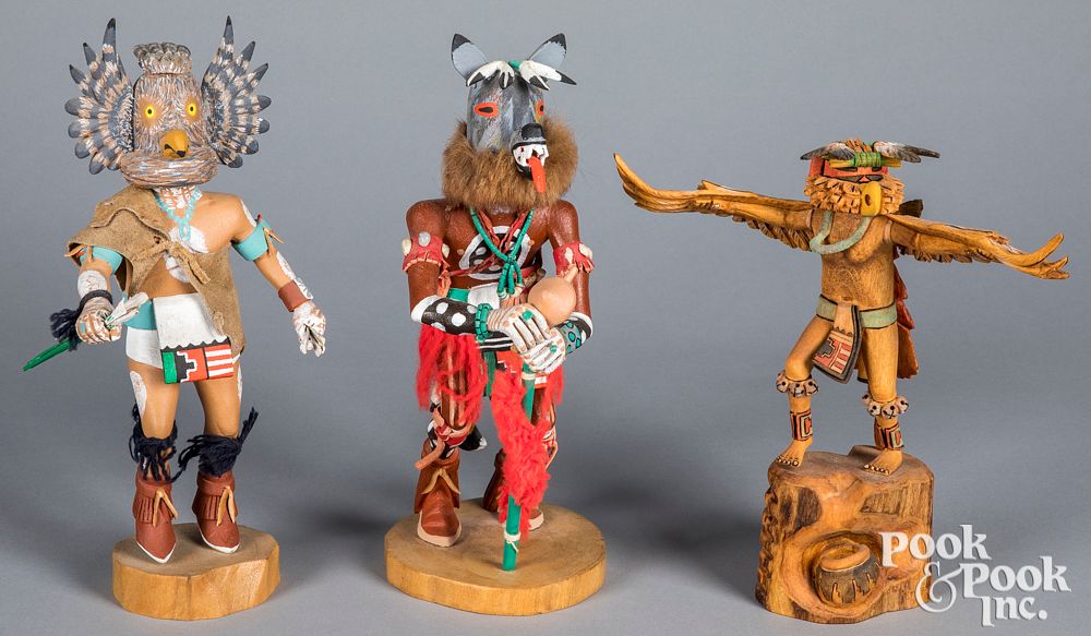 Appraisal: Three Native American Indian kachina figures Three Native American Indian