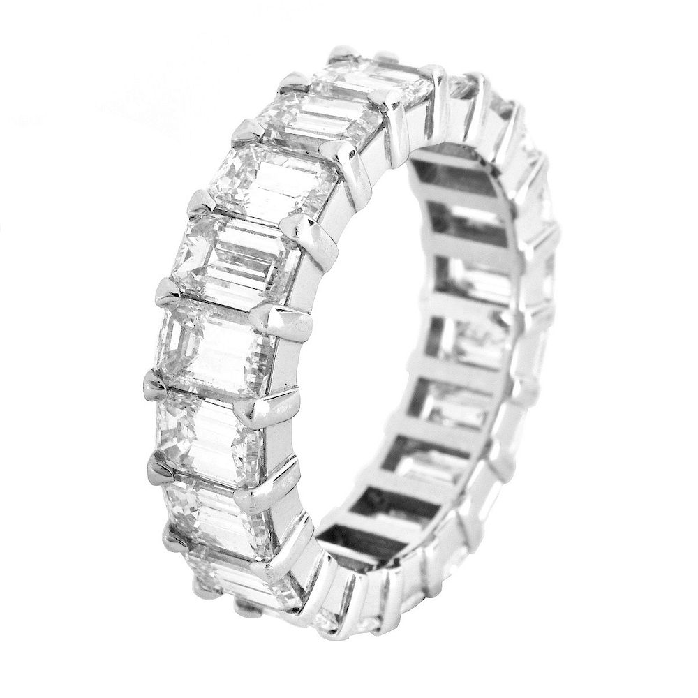 Appraisal: Diamond and Platinum Eternity Band Approx Carat Emerald Cut Diamond