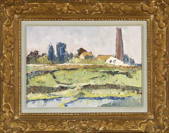 Appraisal: Georges Ionescu Romanian - View of a Farm and Silo