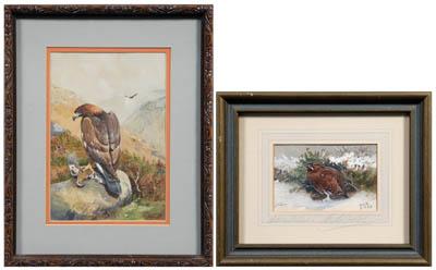 Appraisal: C Stanley Todd watercolors golden eagle with prey signed lower