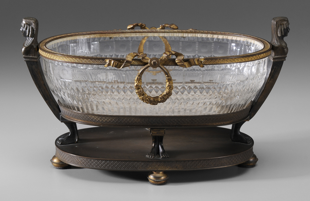 Appraisal: Empire Style Glass and Bronze Centerpiece Austria late- th early-